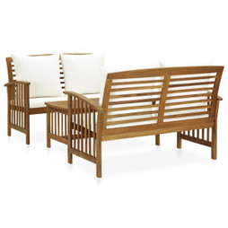 vidaXL 3057976 - Salon de jardin 3 pcs avec coussins Bois dacacia massif