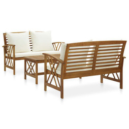 vidaXL 3057988 - Salon de jardin 3 pcs avec coussins Bois dacacia massif