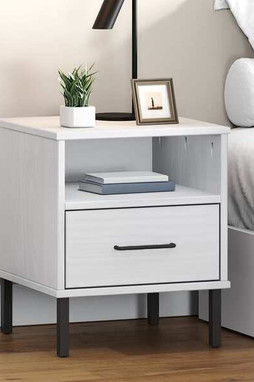 vidaXL 350972 - Table de chevet avec pieds en métal Bois pin massif OSLO