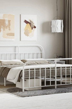vidaXL 353707 - Cadre de lit métal sans matelas et pied de lit blanc 183x213 cm