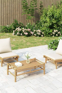 vidaXL 363455 - Chaises de jardin lot de 2 avec coussins blanc crème bambou
