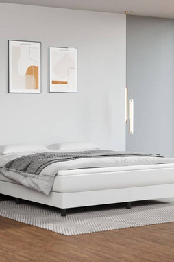 vidaXL 3144294 - Sommier à lattes de lit et matelas blanc 193x203 cm similicuir