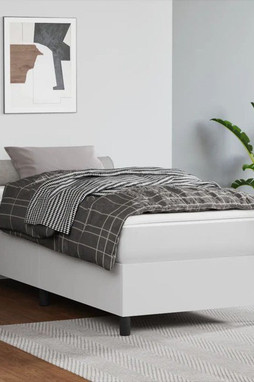 vidaXL 3144635 - Sommier à lattes de lit et matelas blanc 100x203 cm similicuir