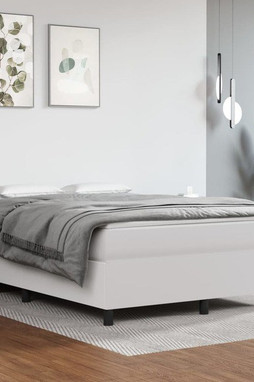 vidaXL 3144637 - Sommier à lattes de lit et matelas blanc 137x190 cm similicuir