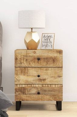 vidaXL 350660 - Table de chevet 50x33x62 cm Bois de manguier et dingénierie