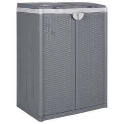 vidaXL 364058 - Poubelle avec 2 portes gris 65x45x88 cm PP