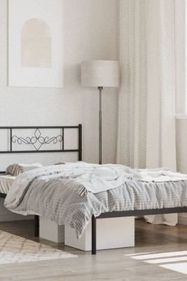 vidaXL 355261 - Cadre de lit métal sans matelas avec tête de lit noir 100x190cm