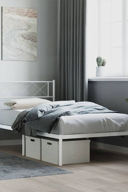 vidaXL 372320 - Cadre de lit métal sans matelas et tête de lit blanc 100x190 cm