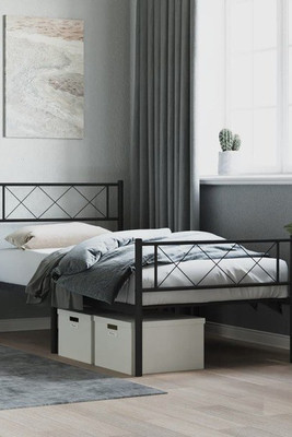 vidaXL 372290 - Cadre de lit métal sans matelas et pied de lit noir 100x200 cm