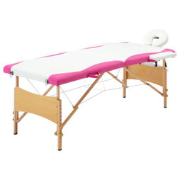 vidaXL 110210 - Table de massage pliable 2 zones Bois et rose