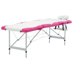 vidaXL 110250 - Table de massage pliable 4 zones Aluminium et rose