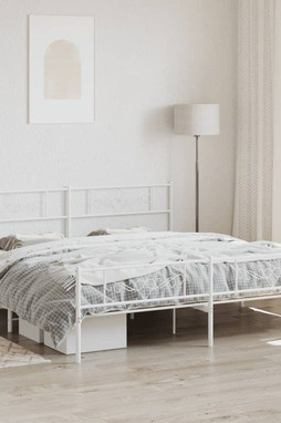 vidaXL 355339 - Cadre de lit métal sans matelas et pied de lit blanc 183x213 cm