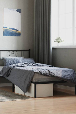 vidaXL 355457 - Cadre de lit métal sans matelas avec tête de lit noir 100x190cm