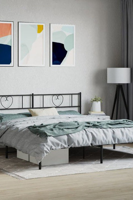 vidaXL 355469 - Cadre de lit métal sans matelas avec tête de lit noir 193x203cm