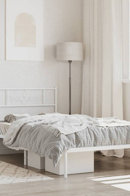 vidaXL 355311 - Cadre de lit métal sans matelas et tête de lit blanc 100x200 cm