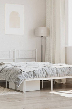 vidaXL 355318 - Cadre de lit métal sans matelas et tête de lit blanc 150x200 cm
