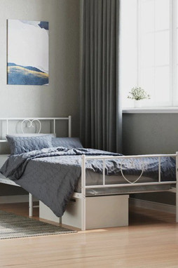 vidaXL 355525 - Cadre de lit métal sans matelas et pied de lit blanc 100x200 cm