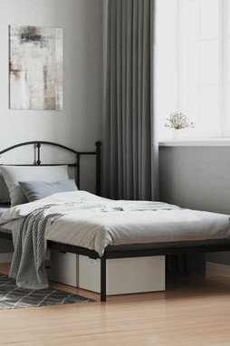 vidaXL 353434 - Cadre de lit métal sans matelas avec tête de lit noir 100x200cm