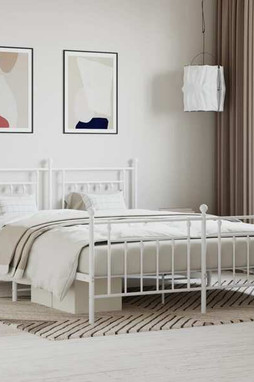 vidaXL 353609 - Cadre de lit métal sans matelas et pied de lit blanc 183x213 cm