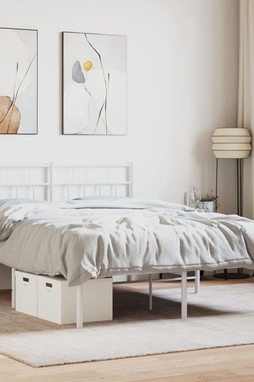 vidaXL 355707 - Cadre de lit métal sans matelas et tête de lit blanc 135x190 cm