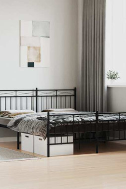 vidaXL 373711 - Cadre de lit métal sans matelas avec pied de lit noir 150x200cm