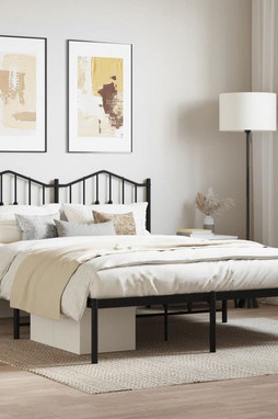 vidaXL 373791 - Cadre de lit métal sans matelas avec tête de lit noir 150x200cm