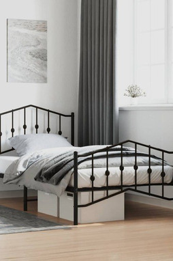 vidaXL 373801 - Cadre de lit métal sans matelas avec pied de lit noir 100x190cm