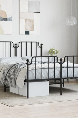 vidaXL 373904 - Cadre de lit métal sans matelas avec pied de lit noir 135x190cm