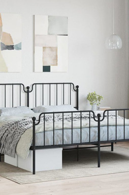 vidaXL 373910 - Cadre de lit métal sans matelas avec pied de lit noir 183x213cm
