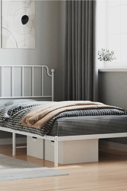 vidaXL 373931 - Cadre de lit métal sans matelas et tête de lit blanc 100x200 cm