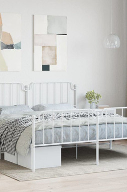 vidaXL 373959 - Cadre de lit métal sans matelas et pied de lit blanc 183x213 cm