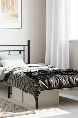 vidaXL 374334 - Cadre de lit métal sans matelas avec tête de lit noir 100x200cm