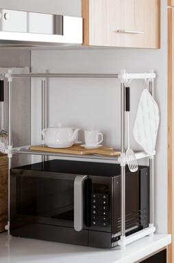 vidaXL 154617 - Étagère pour micro-ondes blanc 51x27x63 cm aluminium
