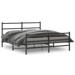 vidaXL 355385 - Cadre de lit métal sans matelas avec pied de lit noir 150x200cm