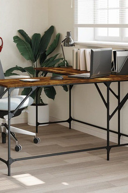vidaXL 837584 - Bureau chêne fumé 149x149x75 cm bois dingénierie