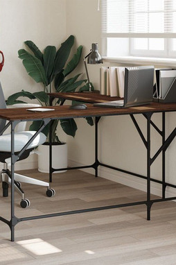 vidaXL 837586 - Bureau chêne marron 149x149x75 cm bois dingénierie