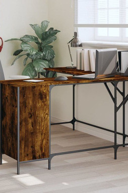 vidaXL 837599 - Bureau chêne fumé 141x141x75 cm bois dingénierie