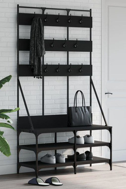 vidaXL 837857 - Porte-vêtements et rangement des chaussures noir 100x40x184 cm