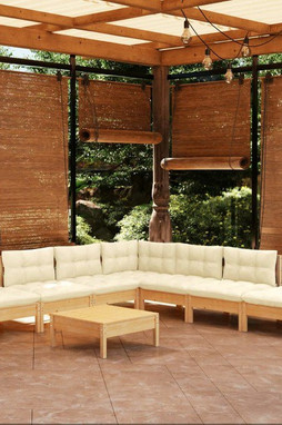 vidaXL 3096328 - Salon de jardin 8 pcs avec coussins crème Bois de pin