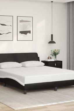 vidaXL 373296 - Cadre de lit sans matelas noir et blanc 152x203 cm similicuir