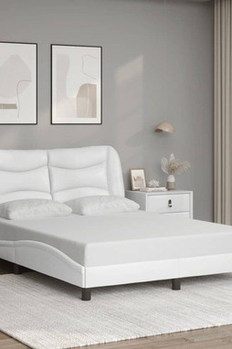 vidaXL 3208037 - Cadre de lit sans matelas blanc 137x190 cm similicuir