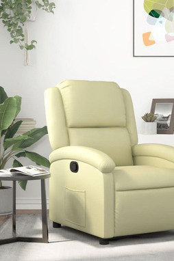 vidaXL 3205922 - Fauteuil inclinable crème cuir véritable
