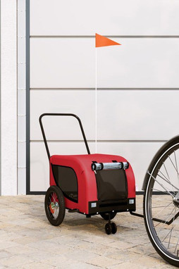 vidaXL 94013 - Remorque de vélo pour animaux de compagnie rouge et noir