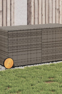 vidaXL 365318 - Boîte de rangement de jardin et roues gris 283L résine tressée
