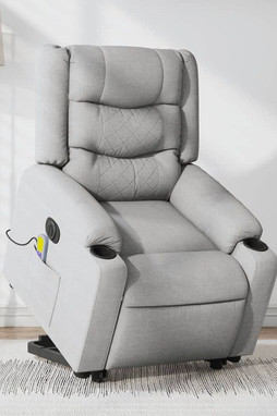 vidaXL 3206900 - Fauteuil inclinable de massage électrique gris clair tissu