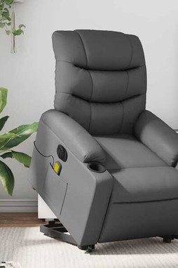 vidaXL 3206914 - Fauteuil inclinable de massage électrique gris similicuir