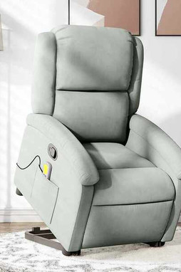 vidaXL 3205960 - Fauteuil inclinable de massage gris clair velours