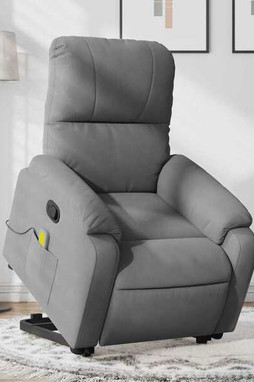 vidaXL 3206135 - Fauteuil inclinable de massage gris foncé tissu microfibre