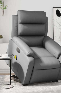 vidaXL 3206168 - Fauteuil inclinable de massage gris similicuir