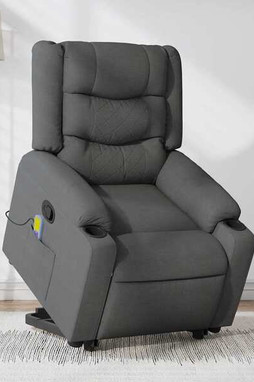 vidaXL 3206898 - Fauteuil inclinable de massage gris foncé tissu